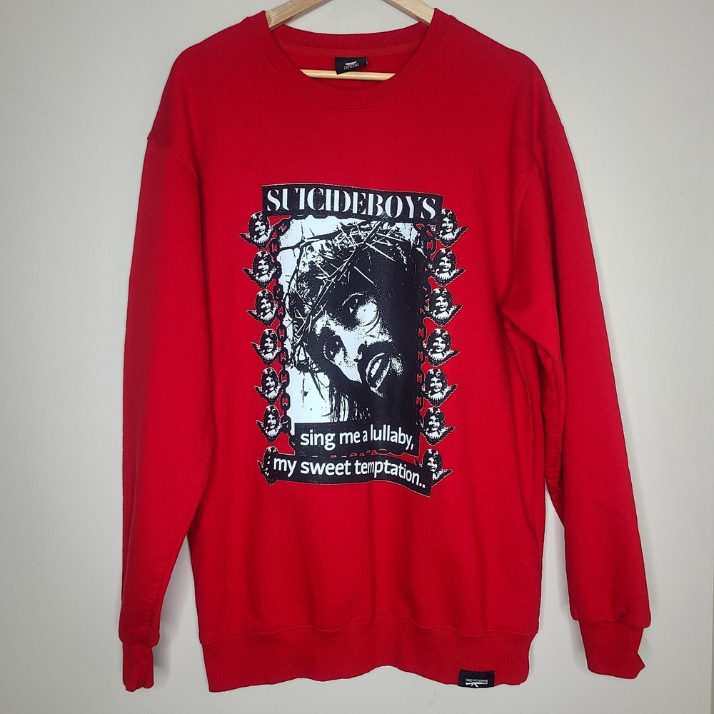 G59 $uicideboy$ Suicideboys Christo Crewneck‎ Sweatshirt Size XL Red
